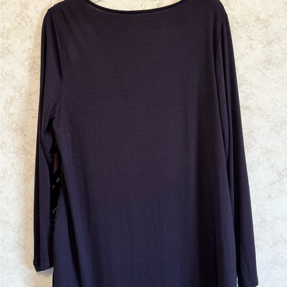Chico's Ladies Size 2 Purple Long Sleeve Pullover Top Tunic Nylon Velour Design - Picture 3 of 16